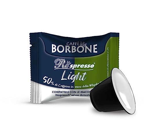 Caffè Borbone Respresso, Mezcla de Café Light, 50% menos cafeína que la Mezcla de Café Azul - 100 Cápsulas - Compatibles con Máquinas de Café Nespresso®* para uso doméstico