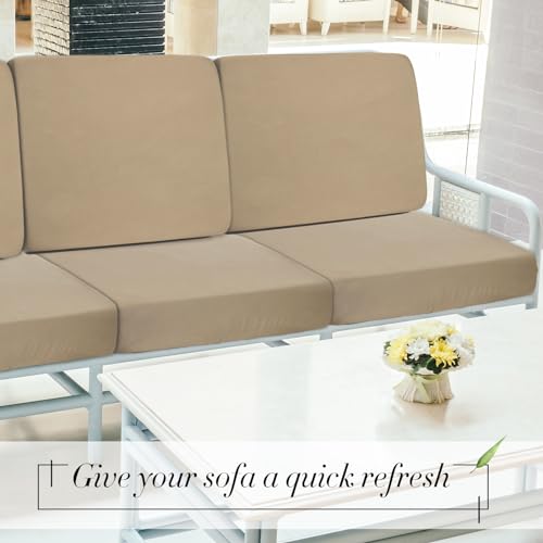 Newwiee NEWWIEE-CUSHION COVERS-1924 8 Pcs Patio Stretch Sofa Cushion Cover Outdoor Cushion Cover Replacement Patio Furniture Cushions Couch Slipcovers Chair Seat Cover Soft Flexibility Protector  thumb #6