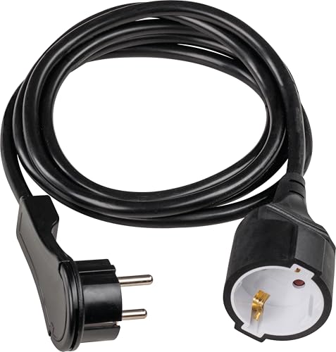 as - Schwabe 50212 Rallonge de 2 m avec fiche Plate – Rallonge avec fiche de Contact de Protection et raccord de Terre – pour l'intérieur – Extrêmement...