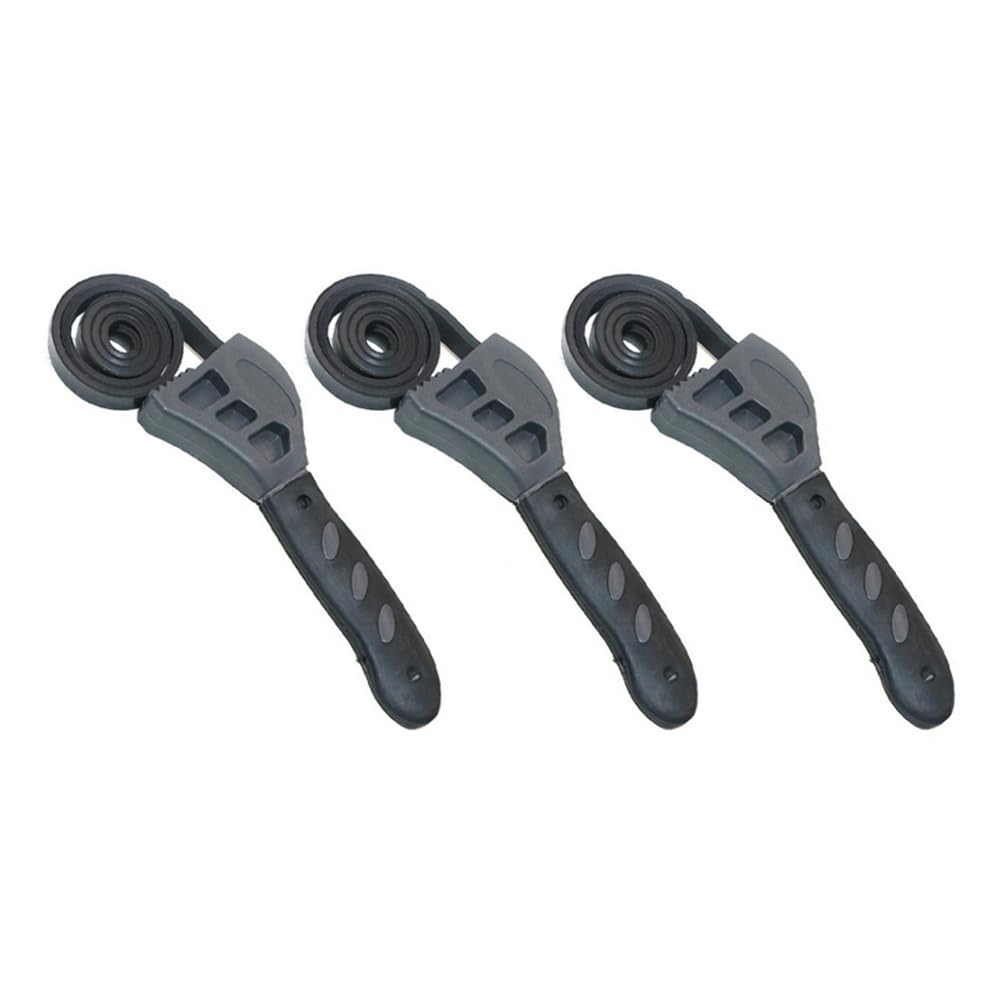 IJSDNVJNDX 3pcs Multifunctional Belt Wrench Wrench Bottle Opener Auto Repair Filter Dual-Purpose Wrench Black