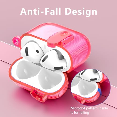 Image of (with Safety Lock) Clear Case Compatible with Cute Apple Airpods 4 Cases 2024 Women, VISOOM Soft TPU Transparency Air pods 4 Gen Case iPods 4 Earbuds Case Girl Bling Keychain for Airpod iPod 4th Gen