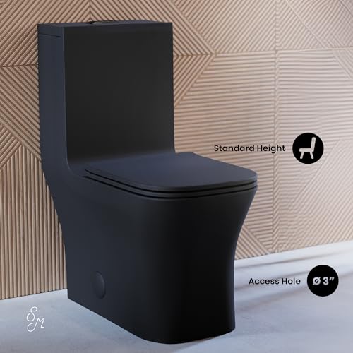 Image of Concorde One Piece Square Toilet Dual Flush in Matte Black, Black Hardware 1.1 /1.6 gpf