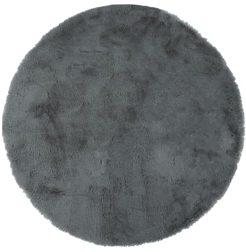 Brandsseller Kunstfell Teppich Rund ca. Ø 90 cm Lammfell-Optik Bettvorleger Dekoteppich Kuschelfell...
