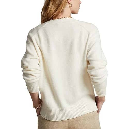 Polo Ralph Lauren Women's Merino Wool V Neck Polo Sweater Xxl Ivory #TOP1