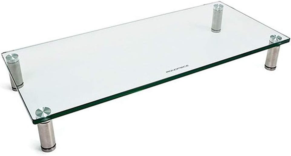 Monoprice Multimedia Desktop Stand 22 Inch x 9.5 Inch - Stand & Riser, Laptop Stand, Desktop TV Stand w/ Height Adjustable Legs - Workstream Collection, Clear 22" x 9.5"