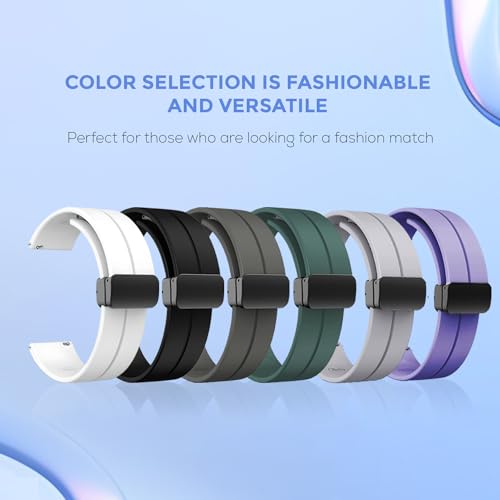 Image of GameSir 22mm Smartwatch Strap | Soft Silicone Magnetic Lock Replacement Band Compatible with Noise ColorFit & All 22mm Lug Watches | Flexible, Sweatproof & Fashion Design Strap (White)