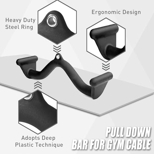 Image of BLUSLM Lat Pull Down Bar T bar Row Attachment, V Bar Tricep Lat Pulldown Attachments, Back Strength Training Bar for Home Gym Exercise Cable Machine Attachments