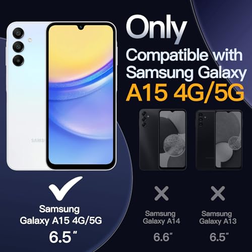 Image of JETech Cover Case for Samsung Galaxy A15 5G / 4G 6.5-Inch, Non-Yellowing Shockproof Bumper Protective Phone Cover, Anti-Scratch Hard PC Back (Clear)