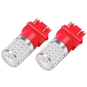 PHINLION 3157 Red LED Light Bulbs, Super Bright 72-SMD 3156 3057 3357 4057 4157 Replacement for Car Truck Rear Brake Stop Tail Turn Signal Blinker Lights, Pack of 2