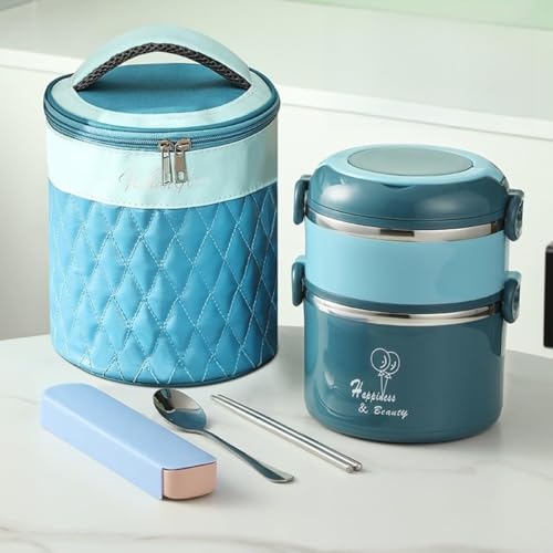 保温弁当箱 弁当保温 Tasydi 箸・スプーン付属 真空断熱 大容量仕切り 304ステンレス製 子供用・大人用 収納袋付属 通勤・通学・アウトドア用 (d,1800ml)