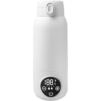 Baby Bottle Warmer Portable Bottle Warmer Baby for Travel Electric Milk Warmer 500 ml Precise Temperature Control 45  C - 55  C BPA-Free for Breast Milk & Formula Travel & Night White
