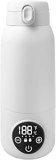 Baby Bottle Warmer, Portable Bottle Warmer Baby for Travel, Electric Milk Warmer, 500 ml, Precise Temperature Control, 45 °C - 55 °C, BPA-Free, for Breast Milk & Formula, Travel & Night (White)