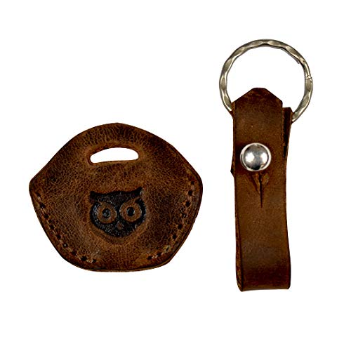 Hide & Drink, Leather Key Sleeve, Key Ring Holder, Vintage Cover, Stylish Accessories, Handmade (Bourbon Brown)