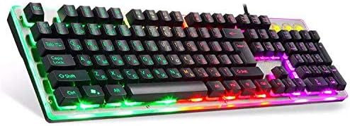 Trucase RK100+ Multiple Colors Rainbow LED Backlit Large Size Mechanical Feeling USB Wired Multimedia Gaming Keyboard,White