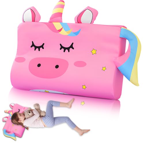 SGZIOO Schlummerkids Kissen 45x27x6cm Calmly Kinderkissen Atmungsaktiv Kissen Kinder Einzigartige Tiere Kinderkopfkissen Ergonomisch Schlummerkissen Kinder für Kleinkind Schlaf (Rosa)