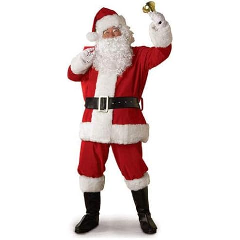 jsadfojas 5Pcs Men´s Women Christmas Santa Claus Costume Christmas Cosplay Suit Fancy Dress Winter Outfit Jacket+Hat+Belt+Beard+Pants for Men Women (Red, XXXL) Cover