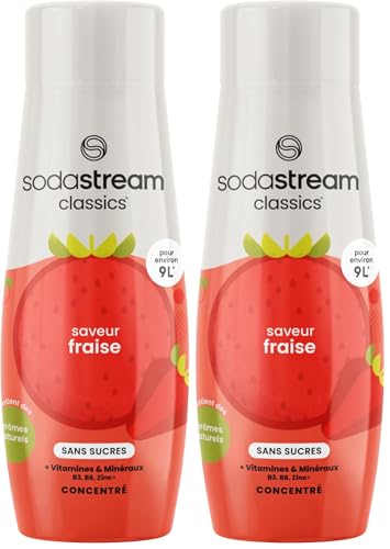 SodaStream Concentré Fraise Sans Sucres pour Machine à Eau Pétillante et Soda | Préparez jusqu'à 9 Litres de Sirop de Fraise en Quelques Secondes, 440ml (Lot de 2)