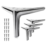 VEHCIL 5-inch Furniture Legs, Legs for Furniture Set of 4, Modern Furniture Feet for Cabinet Sofa Couch Table Chair Bed Dresser Wardrobe Risers DIY Replacement-Brushed Satin Nickel