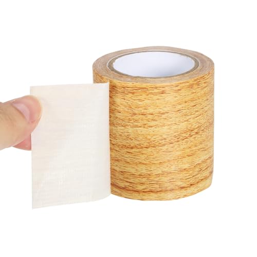 Image of PATIKIL Wood Grain Repair Tape 2.2 inch X15', 4 Pack Self Adhesive Realistic Textured Repair Tape Patch for Floor Door Table Cabinets Desk, Natural Oak
