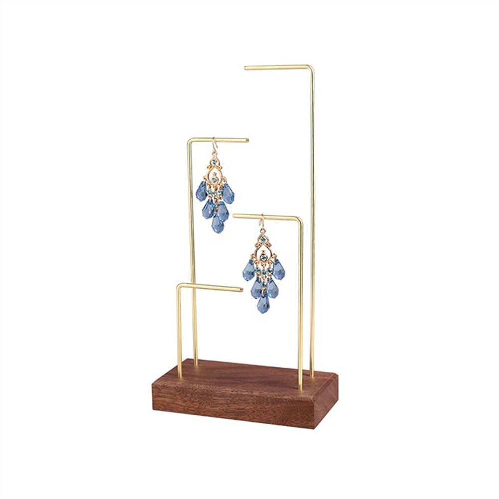 Zeng25liangOu-12 jewellery stand Black Walnut Metal Rod Necklace Rack Jewelry Display Display Shooting Small Props Earrings Display Stand for Display and Storage