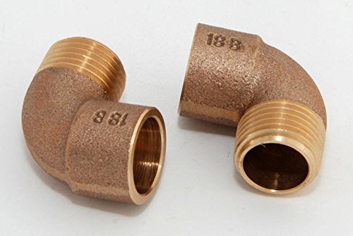 Rotguss-Winkel 90° 18 Mm – 1/2″ – 2 Stück, CC499K, Für Wasser, Gas, Heizung, Solar, Kälte, Klima