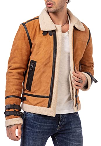 Redbridge Jacke für Herren Winterjacke Echtleder Lederjacke Fliegerjacke...