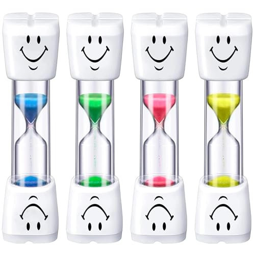 Binnan 4 Pezzi Timer a Clessidra, Smiley Clessidra, Clessidra Bambini, Clessidra Bambini per Spazzolare da Denti Timer, Timers Hourglass, per Ufficio Home And Play (Colori Casuali)