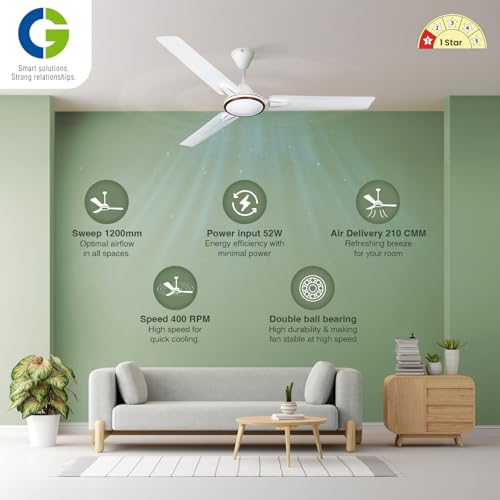 Image of CG TulipAir Neo Deco | 1200mm | 100% copper Motor | High Speed FAN | Doube ball bearing | 3-Year Warranty | White