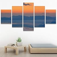 SIGNWIN 5 Panel Canvas Wall Art Modern Art Coastal Colorful Multicolor Photography Romantics Sunset for Home Decorations Ready to Hang - 60