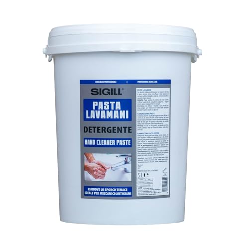 Sigill - Pasta Lavamani Detergente, Fustino da 5 Litri, Rimuove Sporco Tenace, Ideale per Meccanici, Artigiani e Uso Domestico