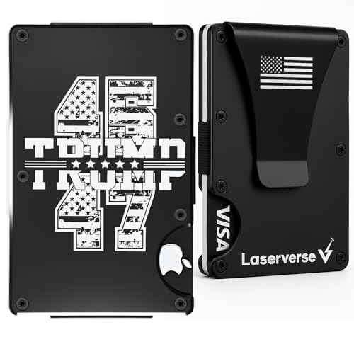 Trump Wallet for Men - Minimalist, Slim, Durable, Stylish- RFID Blocking Wallet with Money Clip - Metal Card Holder -Great for Dad- Luxury Gift Box (45/47th president, Jet Black)