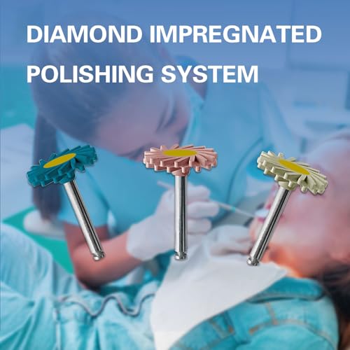Image of 6Pcs Dental Diamond Impregnated Polishing System Ceramic Polishing Disc Composite Ceramic Polishing Disc, 3-Step Polishing Diamond System RA 14mm Spiral Flex Brush.