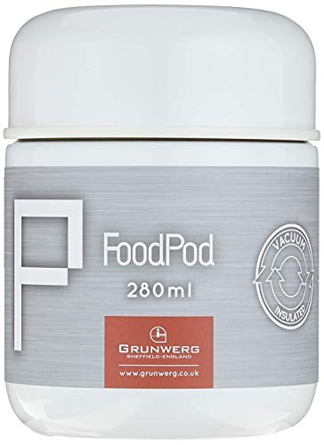 DRINKPOD Pioneer Stainless Steel Vacuum Insulated Leak-Proof Foodpod Capsule Flask 6 Hours Hot 24 Hours Cold, White, 700 ml