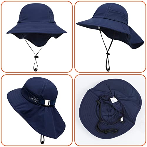 Image of Toddler Baby Sun Hat Kids Summer Beach Essentials Adjustable Beach Hats with Bucket Wide Brim for Boys Girls Age 0-14 Years