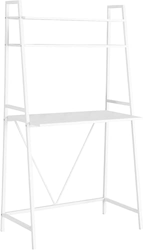 Monarch escritorio para computadora de metal, Madera, Blanco