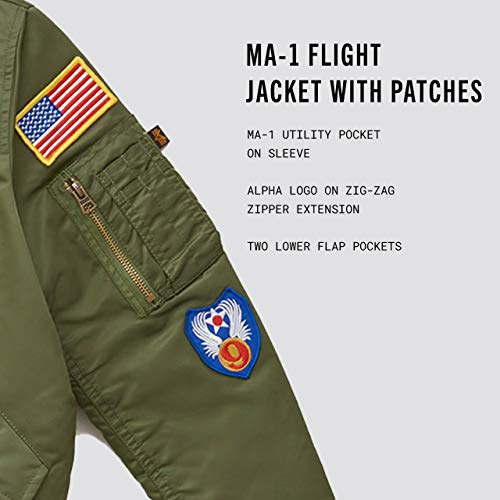 Alpha Industries Big Boys Ma 1 Bomber Jacket With Patches Sage Small 8 Frenzystyle