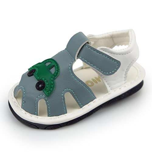 Image of WILLFUN Baby Boy Girl Summer Infant Squeaky Sandals Premium Rubber Sole Closed-Toe Non-Slip Shoes Toddler First Walkers