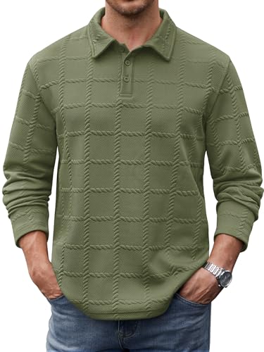 VOGSTART Men's Novelty 2025 Sweatshirt Spring Soft Pullover Textured Button