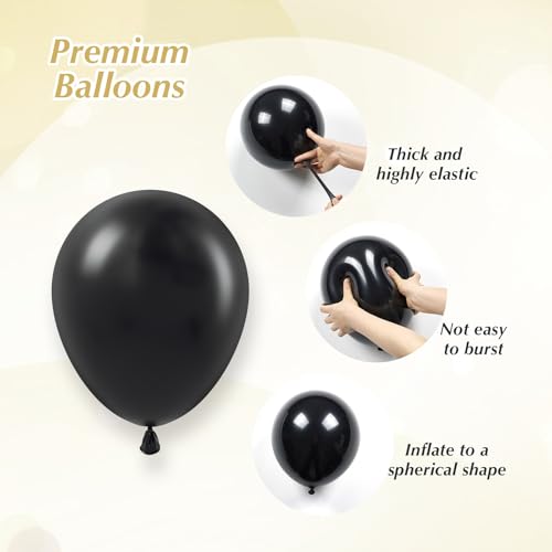 Image of 12inch Black White and Gold Balloons with White Metallic Gold Balloons | Graduation, Anniversary, Birthday Party Decorations, Wedding