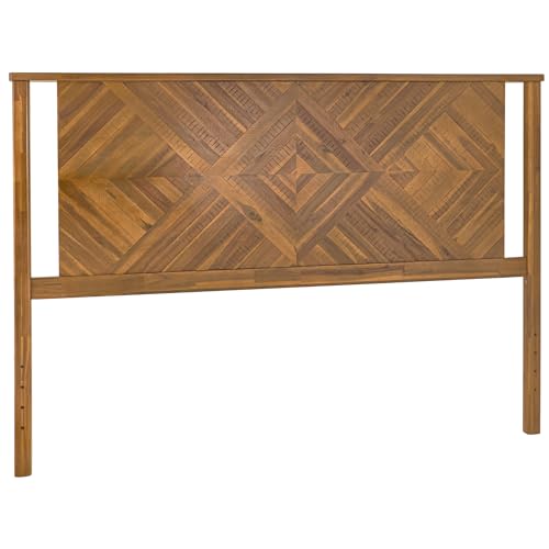 Image of Bme Ethan Diamond Queen Headboard ONLY, Rustic and Scandinavian Style, Solid Acacia Wood, Easy Assembly, Queen Size Headboard Option Available, Classic Design for Bedrooms, Rustic Brown