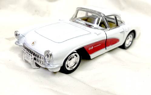  1957 chevrolet@V{[ corvette Rxbg 1:34 scale XP[ Diecast _CLXg Car by Kinsmart JCY}[g X}[g-White vJ ~j`A ~jJ[ ͌^  