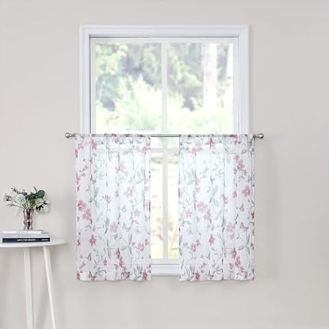 Tollpiz Sheer Floral Curtain Set Cover