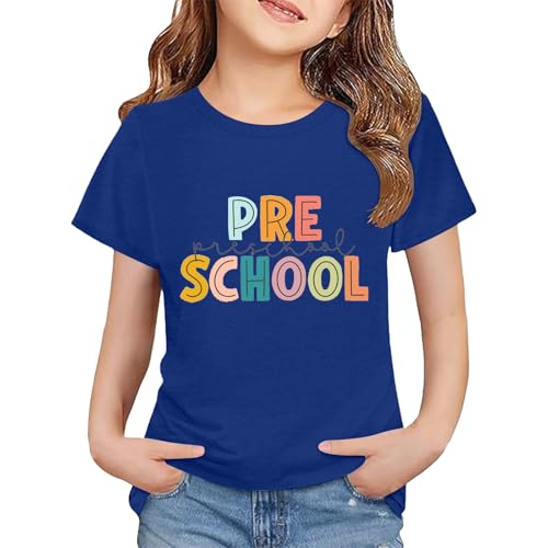 Kids Back to School Shirts Pre School Graphic Short Sleeve Boys Girls First Day of Preschool Tops Crew Neck Clothes