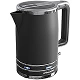 Andrew James Fast Boil Electric Kettle, Large 1.7L Capacity, Cordless Quiet Kettle with Reusable Filter, Quick Boil, Modern, Stylish, Practical, Lumiglo 3000W (Black)