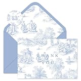 Whaline 24 Pcs Blue Chinoiserie Thank You Cards Greeting Cards with Envelopes Stickers Blue White Vintage Blank Note Card for Wedding Bridal Baby Shower Birthday Party, 4 x 6 Inch