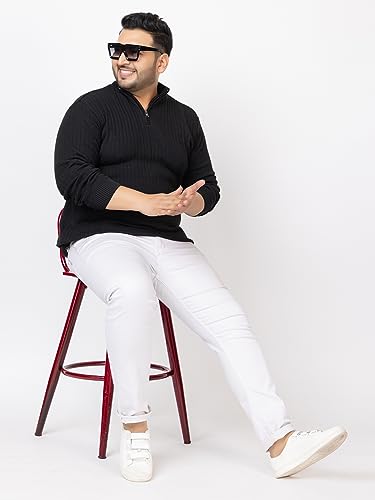 Image of Kvetoo Plus Size Men High Neck Zipper Full Sleeve Woolen Winter Sweater