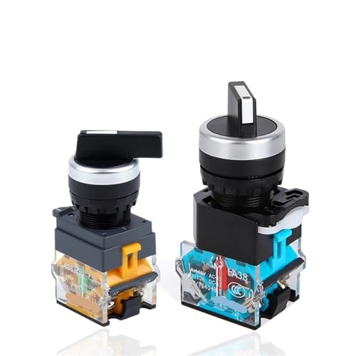 Interrupteur rotatif LA38 avec contact m&eacute;tallique 1NO1NC et rappel automatique 22 mm