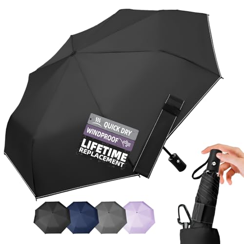 LILAC Compact Travel Windproof Umbrella, 43" Auto open/close Folding Quick