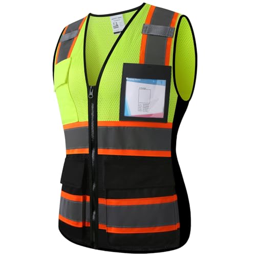 Kazsaifo Hi Vis Reflective Safety Vest for Women Work,KZW,YellowLink,XL