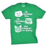 Mens Oh Christmas Tree Your Ornaments are History Tshirt Funny Cat Holiday Tee for Guys (Green) -...